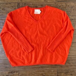 Absolut Cashmere Poncho Sweater Camille Orange Small 100% Cashmere Oversized